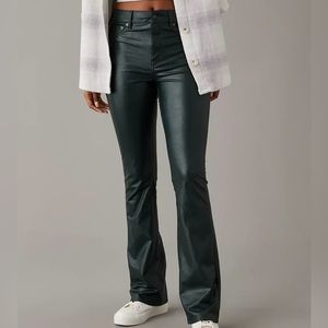 Black American Eagle Stretch Vegan Leather Boot cut pant size 10